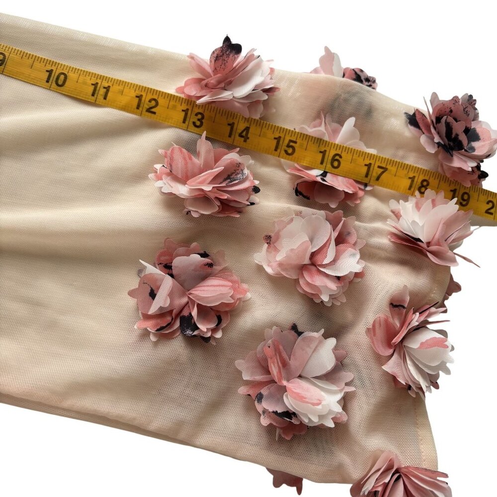 Alfani Large Light Pink 3/4 Sleeve Top With Floral Appliqué Mesh Sleeves - Picture 11 of 12